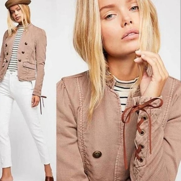 Free People Jagger Lace Up Blazer - Mauve - XS - Picture 5 of 7
